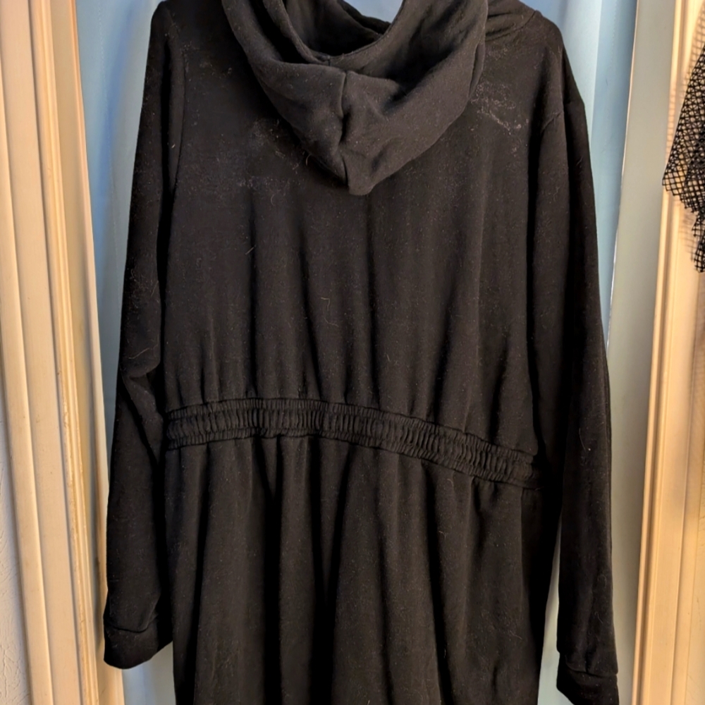 Plus Size Black Hooded Shirt Dress